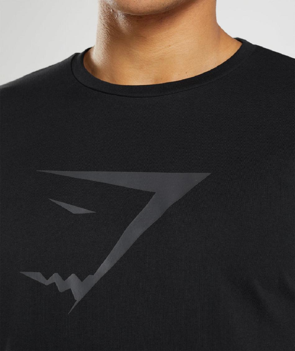 T Shirts Męskie Gymshark Sharkhead Infill Czarne | PL 3806BEX